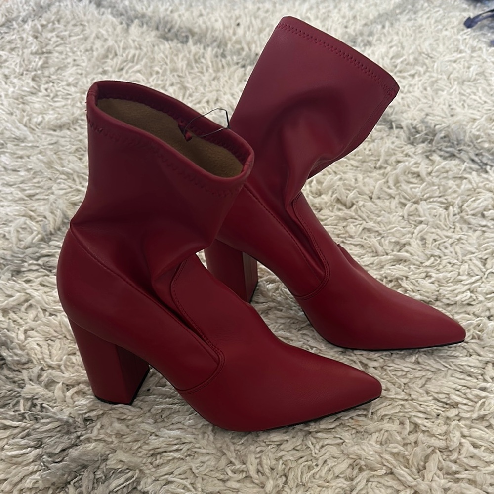 Elegant Red Women's Ankle Boots